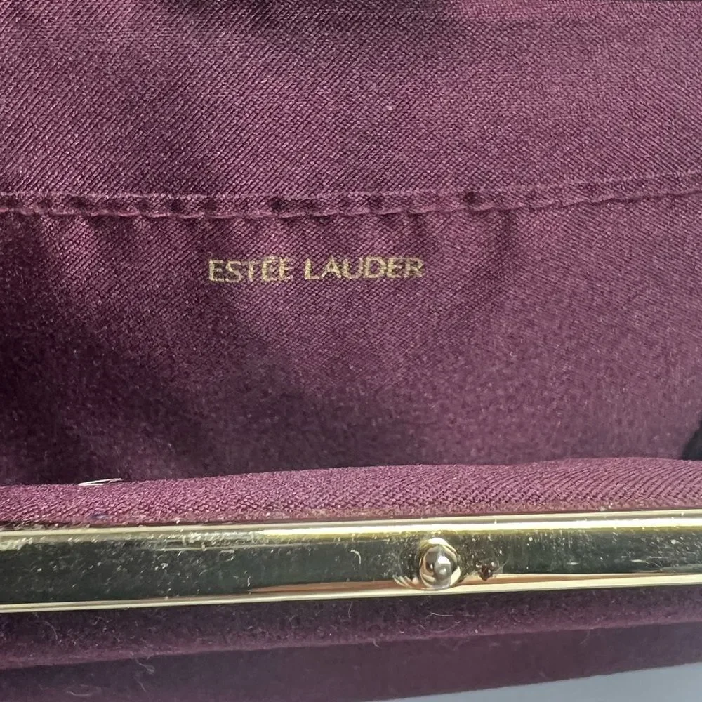Vintage Estée Lauder Faux Suede Clutch Cosmetic Bag Wallet